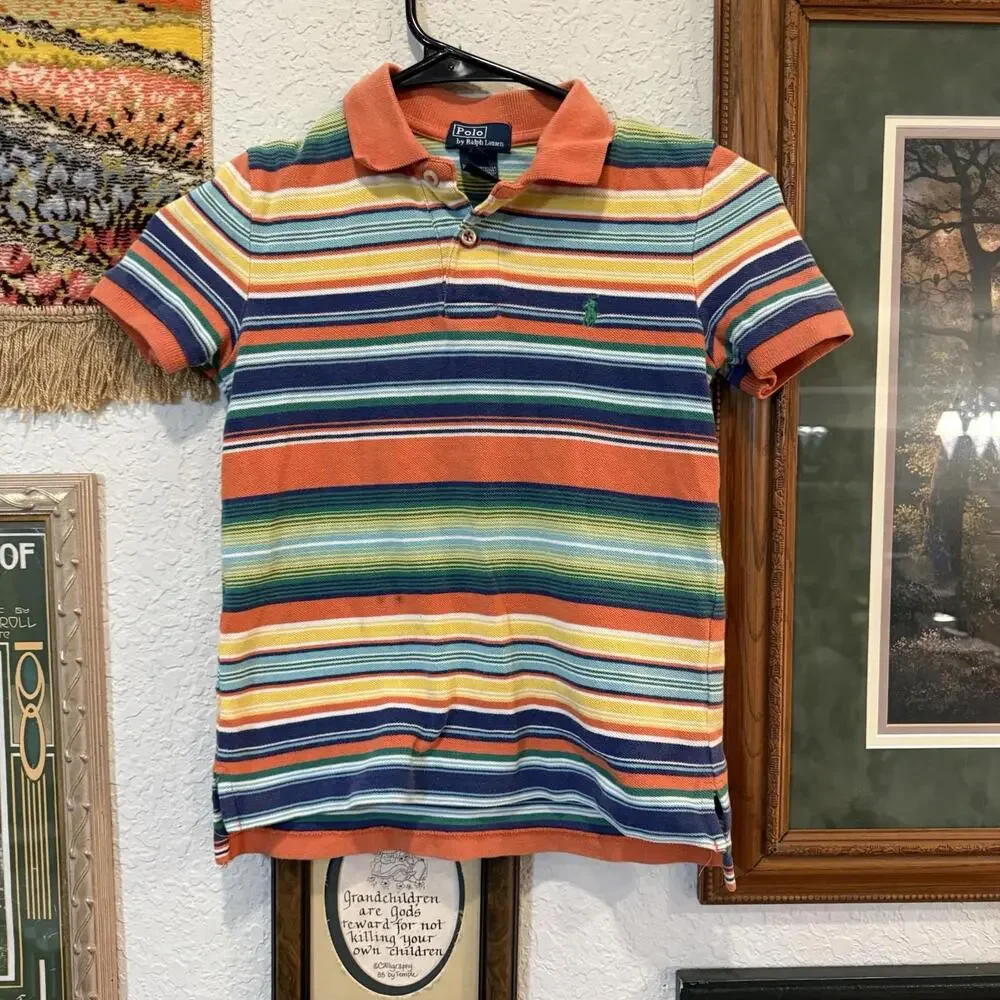 Polo Ralph Lauren Shirt Aztec Southwestern Western Striped‎ Kids Size Medium (7)
